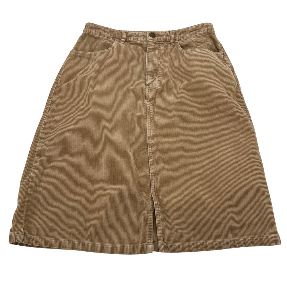 Eddie Bauer Corduroy A Line Midi Skirt Tan Size 4 Classic Casual vintage